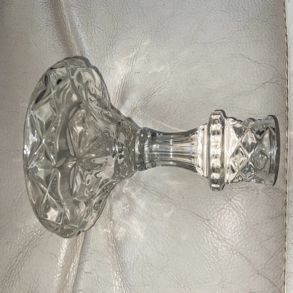 Vintage Crystal Pressed Glass Candlestick Holder